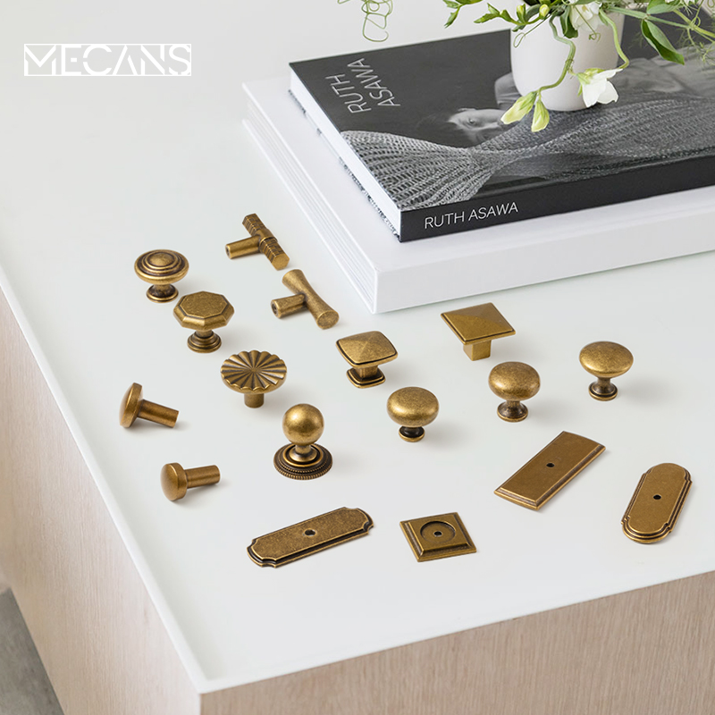 Furniture Hardware With Backplate - MECANS 앤틱 황동 캐비닛 손잡이 (뒷판