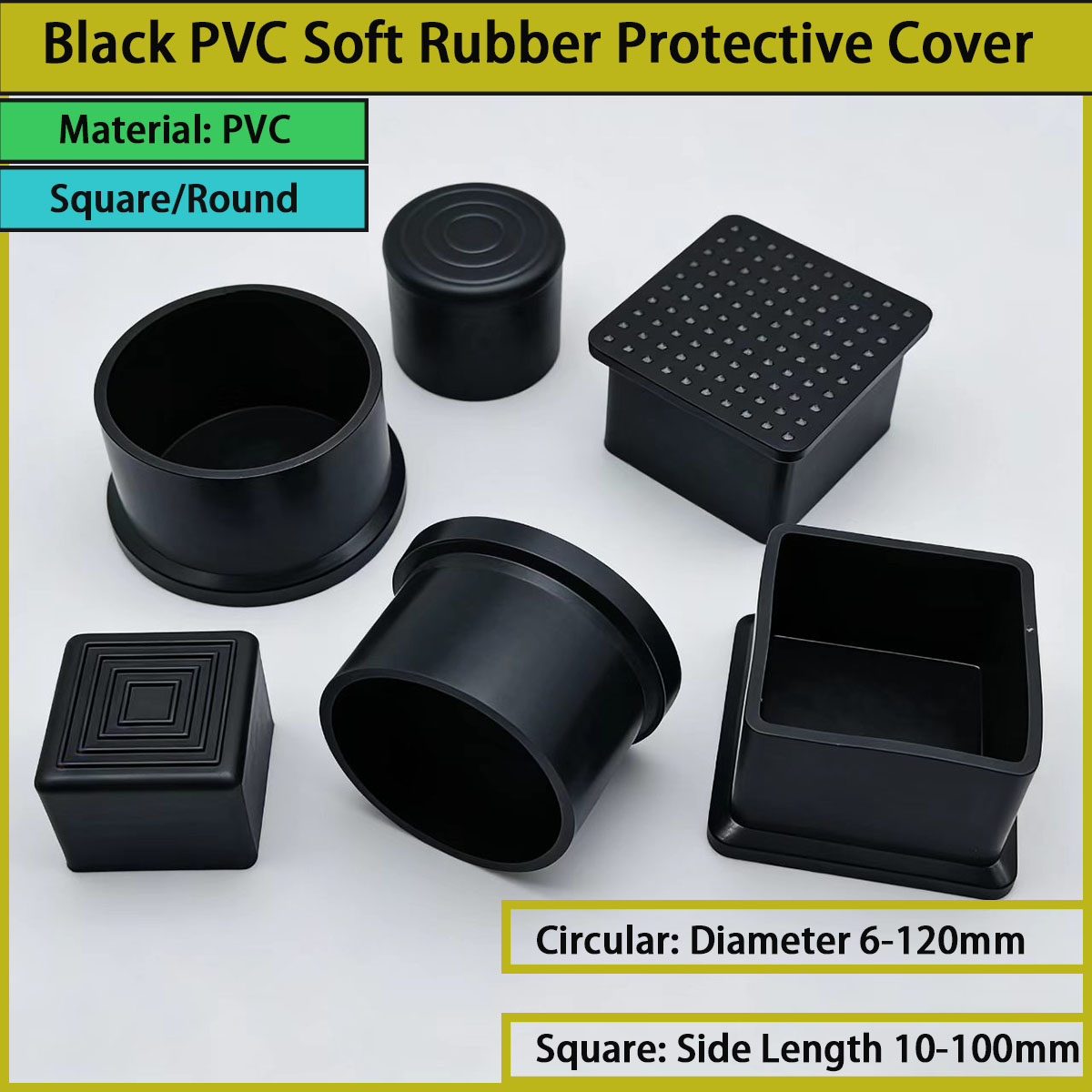 Used Furniture Hardware - 사각형/원형 검정색 PVC 연질 고무 보호