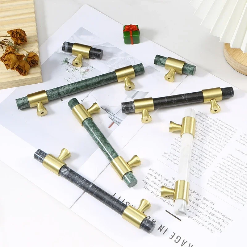 Furniture And Hardware Supplies - 1Pcs 대리석 황동 손잡이 북유럽 스타일