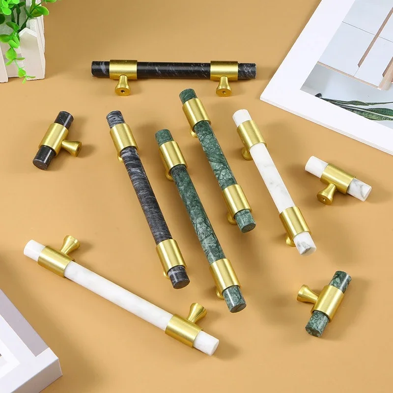 1Pcs 대리석 황동 손잡이 북유럽 스타일 서랍 손잡이 - Furniture And Hardware Supplies 리뷰 및 가격