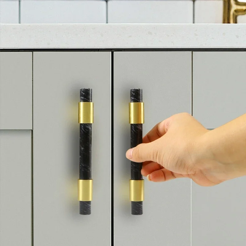 1Pcs 대리석 황동 손잡이 북유럽 스타일 서랍 손잡이 - Furniture And Hardware Supplies 리뷰 및 가격